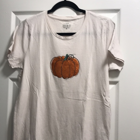 🌎 $35 SALE 🌎 NWOT J. Crew Factory Glitter pumpkin graphic tee - Picture 2 of 8